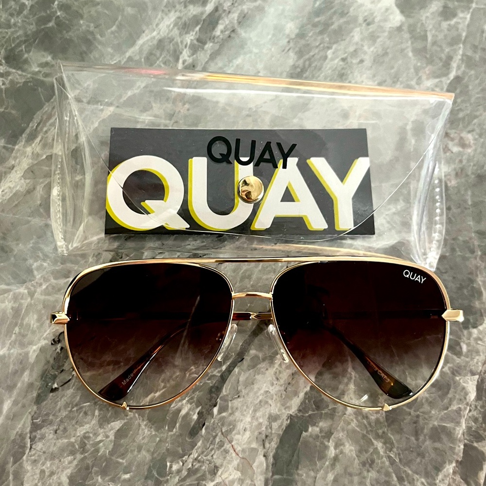 Quay Gold Aviator “High Key” Sunglasses